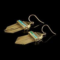 Antique Victorian Etruscan Revival Turquoise Fringe Earrings 18ct Gold c.1860 (3 of 5) Antique Victorian Etruscan Revival Turquoise Fringe Earrings 18ct Gold c.1860 (3 of 5)