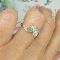 Antique Edwardian 18ct Old mine cut Diamond two stone engagement ring c.1910 (10 of 10) Antique Edwardian 18ct Old mine cut Diamond two stone engagement ring c.1910 (10 of 10)