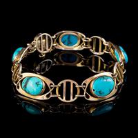 Antique Victorian Art Nouveau Turquoise Matrix Bracelet 9ct Gold Murrle Bennett Circa 1900 (2 of 7) Antique Victorian Art Nouveau Turquoise Matrix Bracelet 9ct Gold Murrle Bennett Circa 1900 (2 of 7)