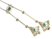 0.25ct Emerald & 0.30ct Diamond, 18ct Yellow Gold Necklace - Art Deco - Antique c.1920 (4 of 9) 0.25ct Emerald & 0.30ct Diamond, 18ct Yellow Gold Necklace - Art Deco - Antique c.1920 (4 of 9)