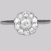Vintage Diamond Daisy Ring Antique 18ct White Gold & Platinum 1920s Cluster Ring Vintage Diamond Daisy Ring Antique 18ct White Gold & Platinum 1920s Cluster Ring