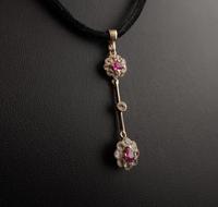Art Nouveau Ruby & Zircon Drop Pendant, Floral (4 of 10) Art Nouveau Ruby & Zircon Drop Pendant, Floral (4 of 10)