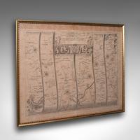 Antique Road Map, London to Hythe, Kent, English, Cartography, John Ogilby 1675 (1 of 12)