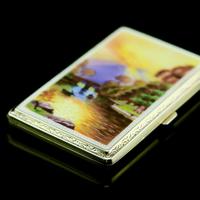 English Solid Silver Enamel Cigarette Case with Landscape Scene - A.J.P London 1927 (14 of 14) English Solid Silver Enamel Cigarette Case with Landscape Scene - A.J.P London 1927 (14 of 14)