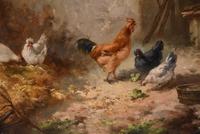 Oil Painting by Louis Marie Lemaire "Chickens in a Farmyard" (8 of 9) Oil Painting by Louis Marie Lemaire "Chickens in a Farmyard" (8 of 9)