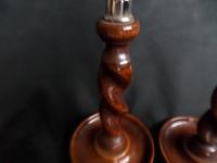 Lovely Pair of Oak Twisted Candlesticks / Metal Sconces (2 of 7) Lovely Pair of Oak Twisted Candlesticks / Metal Sconces (2 of 7)