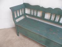 Lovely Emerald Green 3 Seater Antique Pine Kitchen / Hall Box Settle / Bench (2 of 10) Lovely Emerald Green 3 Seater Antique Pine Kitchen / Hall Box Settle / Bench (2 of 10)