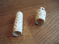 Victorian bone needle case in the shape of a parasol with castellated design (3 of 3) Victorian bone needle case in the shape of a parasol with castellated design (3 of 3)