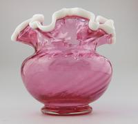 Fenton USA Glass Cranberry Snow Crest Vase with Frilled Rim c.1939 (4 of 6) Fenton USA Glass Cranberry Snow Crest Vase with Frilled Rim c.1939 (4 of 6)