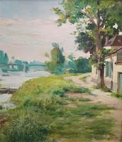 Original 1902 Antique French Riverscape Landscape Oil on Canvas Painting (6 of 13) Original 1902 Antique French Riverscape Landscape Oil on Canvas Painting (6 of 13)