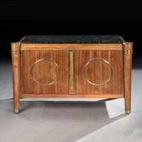 Elegant French Mid Century Modernist Fossil Marble Topped Commode Elegant French Mid Century Modernist Fossil Marble Topped Commode