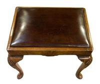 Queen Anne Style Walnut Stool with Burgundy Leather Seat (4 of 6) Queen Anne Style Walnut Stool with Burgundy Leather Seat (4 of 6)