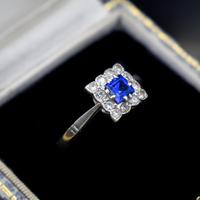Art Deco Blue Spinel and Clear Spinel 9ct Gold Square Cluster Ring (9 of 9) Art Deco Blue Spinel and Clear Spinel 9ct Gold Square Cluster Ring (9 of 9)