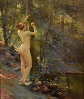 Oil Painting by Antoine Auguste Thivet "Avant La Bain" (2 of 6) Oil Painting by Antoine Auguste Thivet "Avant La Bain" (2 of 6)