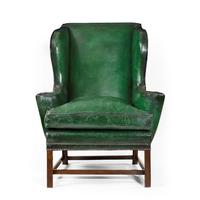 George III Green Leather Wing Armchair (2 of 5) George III Green Leather Wing Armchair (2 of 5)
