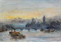 Superb Original 1921 View of Westminster, London Seascape Oil Painting (2 of 12) Superb Original 1921 View of Westminster, London Seascape Oil Painting (2 of 12)