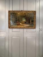 Antique 19th Century British Landscape Oil Painting of Cows Cattle in Wood Signed JD Morris '2 of 2' (10 of 10) Antique 19th Century British Landscape Oil Painting of Cows Cattle in Wood Signed JD Morris '2 of 2' (10 of 10)