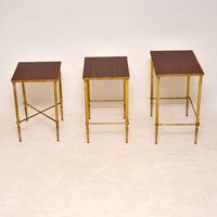 1950’s Vintage Brass & Mahogany Nest of Tables (8 of 10) 1950’s Vintage Brass & Mahogany Nest of Tables (8 of 10)