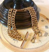 Victorian Pocket Watch Chain 1890s Large 10ct Rose Gold Filled Double Albert & T Bar (2 of 11) Victorian Pocket Watch Chain 1890s Large 10ct Rose Gold Filled Double Albert & T Bar (2 of 11)