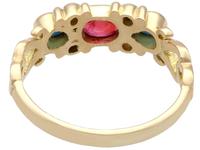 0.50ct Ruby, 0.32ct Sapphire & Diamond, 18ct Yellow Gold Dress Ring - Vintage c.1940 (4 of 9) 0.50ct Ruby, 0.32ct Sapphire & Diamond, 18ct Yellow Gold Dress Ring - Vintage c.1940 (4 of 9)