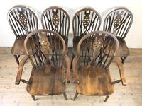 Set of Six 20th Century Wheelback Chairs including Two Carvers (3 of 20) Set of Six 20th Century Wheelback Chairs including Two Carvers (3 of 20)