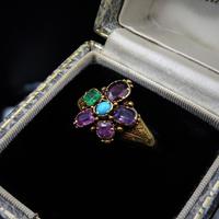 Antique Georgian Multi Gemstone Pansy Cluster 18ct Gold Ring (2 of 9) Antique Georgian Multi Gemstone Pansy Cluster 18ct Gold Ring (2 of 9)