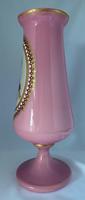 Large Victorian Hand Decorated Overlaid Pink Glass Vase. (6 of 8) Large Victorian Hand Decorated Overlaid Pink Glass Vase. (6 of 8)