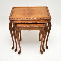 Queen Anne Style Burr Walnut Nest of Tables c.1930 (3 of 9) Queen Anne Style Burr Walnut Nest of Tables c.1930 (3 of 9)