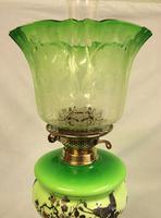 Antique Victorian Green Glass Oil Lamp & Original Frilled Green Shade (8 of 13) Antique Victorian Green Glass Oil Lamp & Original Frilled Green Shade (8 of 13)