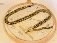 Victorian Pocket Watch Chain 1890s Antique Brass Double Albert With T Bar (3 of 11) Victorian Pocket Watch Chain 1890s Antique Brass Double Albert With T Bar (3 of 11)