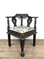 Victorian Carved Oak Corner Chair with Floral Upholstery (5 of 9) Victorian Carved Oak Corner Chair with Floral Upholstery (5 of 9)