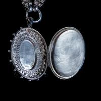 Antique Victorian Forget Me Not Locket Collar Necklace Sterling Silver Dated 1882 (4 of 9) Antique Victorian Forget Me Not Locket Collar Necklace Sterling Silver Dated 1882 (4 of 9)