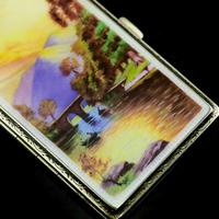 English Solid Silver Enamel Cigarette Case with Landscape Scene - A.J.P London 1927 (12 of 14) English Solid Silver Enamel Cigarette Case with Landscape Scene - A.J.P London 1927 (12 of 14)