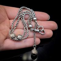 Antique Victorian Sterling Silver Albertina Albert Watch Chain Bracelet with Chased Balls (2 of 9) Antique Victorian Sterling Silver Albertina Albert Watch Chain Bracelet with Chased Balls (2 of 9)