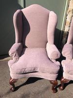 Pair of Antique English Upholstered Wing Armchairs (4 of 10) Pair of Antique English Upholstered Wing Armchairs (4 of 10)
