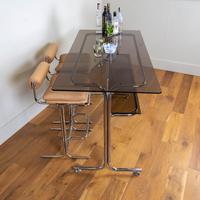 Rare Chrome & Smoked Glass Pieff Eleganza Breakfast Bar & 2 Stools (15 of 15) Rare Chrome & Smoked Glass Pieff Eleganza Breakfast Bar & 2 Stools (15 of 15)
