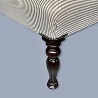 Long and Low Buttoned Footstool in Ticking (2 of 8) Long and Low Buttoned Footstool in Ticking (2 of 8)