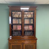 Exceptional Inlaid Victorian Antique Glazed Bookcase by Edwards and Roberts (4 of 10) Exceptional Inlaid Victorian Antique Glazed Bookcase by Edwards and Roberts (4 of 10)