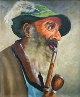 An Old Pipe Smoker - Original Signed Vintage Oil On Canvas Portrait Painting (2 of 10) An Old Pipe Smoker - Original Signed Vintage Oil On Canvas Portrait Painting (2 of 10)
