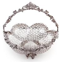 Decorative Cast Victorian Silver Plated Basket with a Pierced Ribbed Body (3 of 8) Decorative Cast Victorian Silver Plated Basket with a Pierced Ribbed Body (3 of 8)