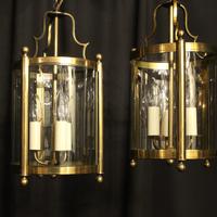 French Gilded Pair of Convex Triple Light Lanterns c.1930 (3 of 10) French Gilded Pair of Convex Triple Light Lanterns c.1930 (3 of 10)