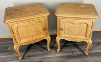 French Vintage Oak Bedside Tables Pair Cupboards Cabinets Carved LOT 3926