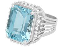 11.81ct Aquamarine & Platinum Cocktail Ring - Vintage c.1950 (8 of 9) 11.81ct Aquamarine & Platinum Cocktail Ring - Vintage c.1950 (8 of 9)