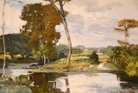 Oil Painting by Francesco Pablo de Besperato "A River Landscape" (3 of 6) Oil Painting by Francesco Pablo de Besperato "A River Landscape" (3 of 6)