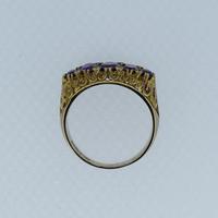 Vintage Amethyst and Diamond Chunky Scroll Five Stone 9ct 9K Yellow Gold Ring Band (5 of 10) Vintage Amethyst and Diamond Chunky Scroll Five Stone 9ct 9K Yellow Gold Ring Band (5 of 10)