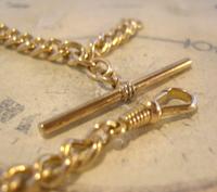 Vintage Pocket Watch Chain 1970s 10ct Rolled Gold Albert With Dog Clip & T Bar (8 of 12) Vintage Pocket Watch Chain 1970s 10ct Rolled Gold Albert With Dog Clip & T Bar (8 of 12)