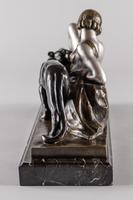 Stunning French Art Deco Bronze & Silvered Sculpture. Signed A.Ouline - Lady & Panther (6 of 11) Stunning French Art Deco Bronze & Silvered Sculpture. Signed A.Ouline - Lady & Panther (6 of 11)