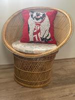 Vintage Boho Mid 20th Century Rounded Peacock Rattan Chair with Cushion (2 of 15) Vintage Boho Mid 20th Century Rounded Peacock Rattan Chair with Cushion (2 of 15)