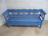 Lovely Chelsea Blue 3 Seater Antique Pine Kitchen / Hall Box Settle / Bench (4 of 10) Lovely Chelsea Blue 3 Seater Antique Pine Kitchen / Hall Box Settle / Bench (4 of 10)
