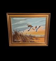 Framed Oil on Canva Mallard Ducks in Flight by Artist "McDonald"